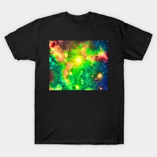 Glowing Green Nebula with Galaxies - Astronomer Gift T-Shirt